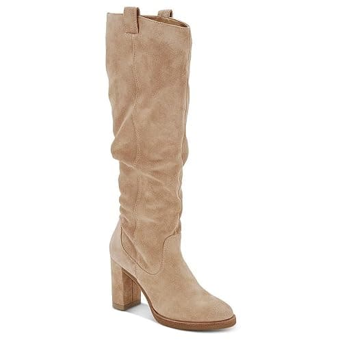 Juliet Holy Women's Knee High Boots Chunky Block Heel Wide Calf Round Toe Side Zipper Fashion Dress Boot - Image 1