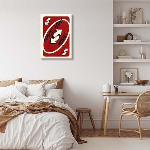 Burgundy Trendy Playing Card Girly Wall Art Love You More Canvas Printing Fashionable Retro Valentine's Day Preppy Poster apartment decor 8x12inch Unframed thumbnail 5