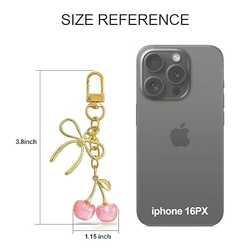 FASTFAIRY Cherry Purse Charms Bag Keychain: Leather Handbags shoulder Keyring - Cute Accessories for Fashion Women Daughter - Pink thumbnail 6