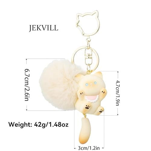 Jekvill Cat Keychain bag charms for handbags Cute Keychains for Women Kawaii Cat Backpacks Accessories cat plush keychain thumbnail 7