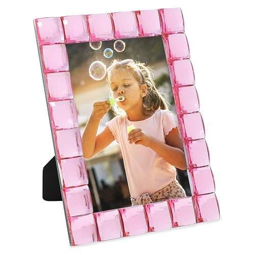 Isaac Jacobs Decorative Sparkling Jewel Picture Frame (4x6, Light Pink) | Jewel Picture Frame, Photo Display & Home Decor Two-way easel for vertical or horizontal display. Does NOT hang on wall thumbnail 5