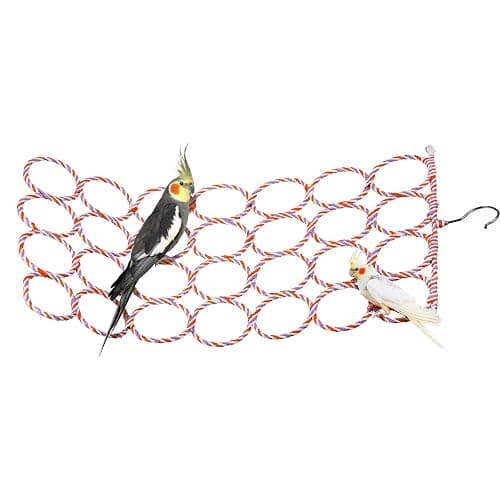 Yopay 4 Pack Parrot Bird Swing Hanging Toys, 71 x 35.5 cm / 28"H x 14"W Rat Climbing Ladder Rope Perch, Net Toy for Cage, Mouse, Parakeets Cockatiels Conures Lovebirds, Multiple Purpose Scarf Hanger thumbnail 7