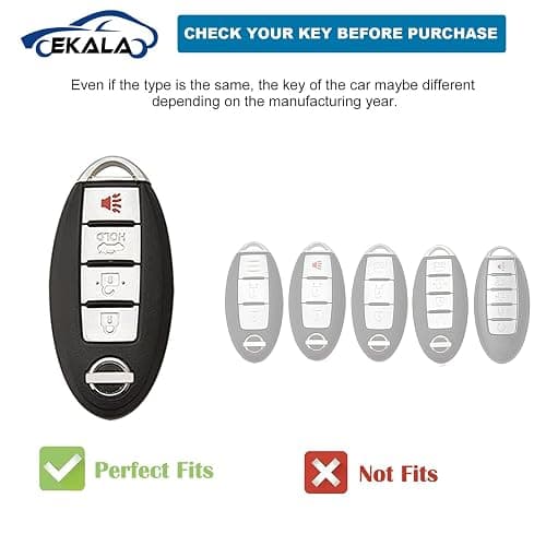 EKALA for Nissan Key Fob Cover Soft TPU Key Shells with Leather Keychain Lanyard Fit for Nissan Altima Armada Maxima Sentra Rogue Pathfinder 4 Buttons Key Fob Case Black Gold (BP-Nisn-4) thumbnail 2