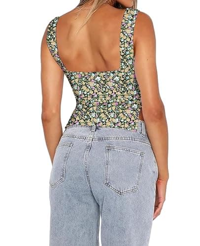 Women Cute Summer Crop Tank Top Teen Girls Trendy Sexy Y2K Strappy Going Out Tops thumbnail 3