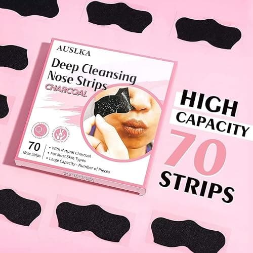 AUSLKA Blackhead Pore Strips,(70 Counts) Blackhead Remover-Deep Cleansing Charcoal Strips - Black Head Nose Strips -Black Head Remover thumbnail 3