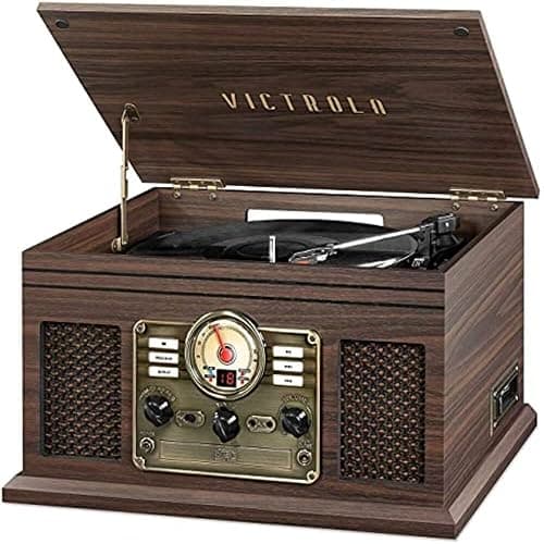 Victrola The Quincy 6-in-1 Bluetooth Record Player & Multimedia Center with Built-in Speakers – 3-Speed Turntable, CD & Cassette Player, AM/FM Radio, Wireless Music Streaming (Espresso) - Image 1
