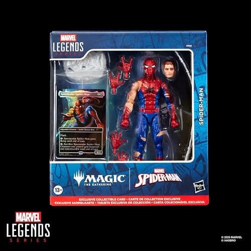 Marvel Legends Series Magic: The Gathering Battle-Damaged Spider-Man, 6-Inch Action Figure Toy & Exclusive Foil Collectible Card Game Trading Card thumbnail 2