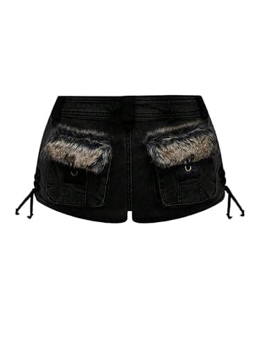 low rise fur shorts - Image 1