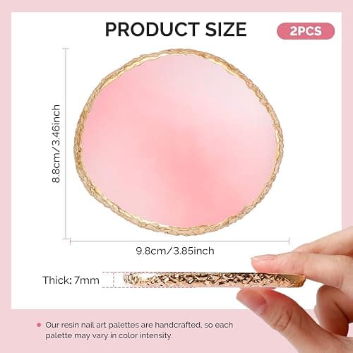 MelodySusie 2PCS Round Shape Resin Nail Art Palette Set with Stainless Steel Mixing Stick, Professional Color Mixing Board for Gel Polish, Acrylics, Pigment Blending, Salon and DIY Makeup Tool thumbnail 3