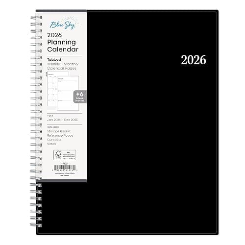 Blue Sky 2026 Weekly and Monthly Planner Calendar, Includes January 2026 - December 2026, 8.5" x 11", Flexible Cover, Wirebound, Laminated Tabs, Storage Pocket, Enterprise - Image 1