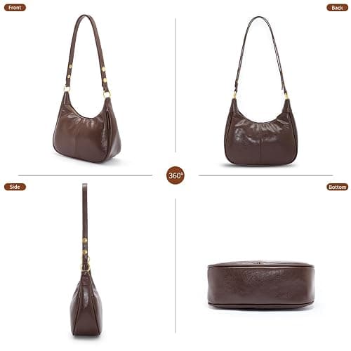 Shoulder Bags for Women Small Hobo Bags Crescent Shaped Cute Retro Tote Handbag Mini Clutch Purse with Zipper Closure thumbnail 7