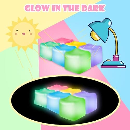 2Pcs Stress Cube Glow in The Dark Toys,Stress Balls for Adults Kids,Squishy Fidget Toys with Super Solid Squishy,Sensory Toy,Ice Cube Toy,High Density Squeeze Balls(Blue + Purple) thumbnail 4