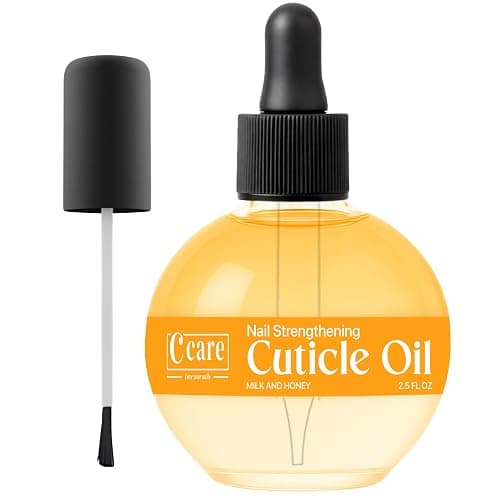 C CARE Cuticle Oil For Nails - Milk and Honey Nail Oil - Repairs Moisturizes and Strengthens Nails and Cuticles Overnight - Dropper & Brush included - Large 2.5 oz bottle - Image 1