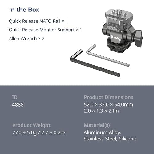 SmallRig HawkLock H21 Quick Release Monitor Mount with Cold Shoe Mount, Swivel and Tilt Adjustable Monitor Holder with 1/4"- 20 Screw, Dual Anti-Twist Design, for Ninja V and V+ Monitors thumbnail 9