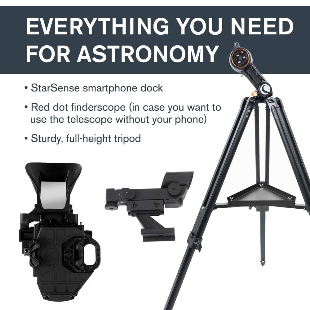 Celestron 22461 StarSense Explore DX 130 Newtonian Reflector Telescope with Smartphone App-enabled Technology - includes Two Eyepieces, Phone Dock and Height-adjustable Tripod, Black thumbnail 6