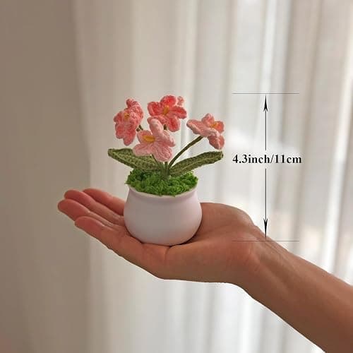 Joekaran Crochet Flowers Cute Flower for Her, Graduation Birthday Gifts for Women and Teacher, Mother, Coworkers, Valentines, Christmas, Desk Decor,Home Office Decoration(Pink Gradient Myosotis) thumbnail 3