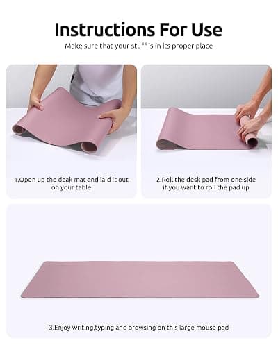 YSAGi Leather Desk Mat, Large Mouse Mat, Non-Slip Desk Pad, Waterproof PU Leather Table Protector Writing Pad for Office and Home (60 x 35 cm, Pale Mauve) thumbnail 9