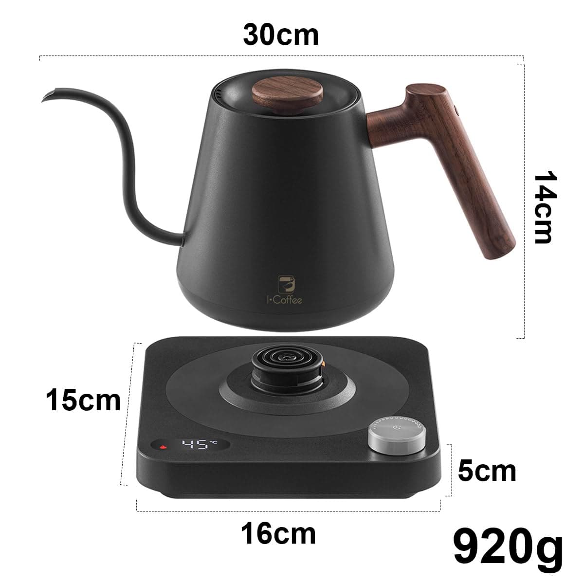 Chaleira Elétrica Gooseneck ComTermostato 600ml Para CafÃé Chá EChimarrǎo 127V,Cor Preto thumbnail 2