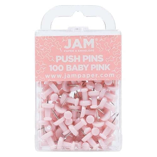 JAM PAPER Colorful Push Pins - Baby Pink Pastel Pushpins - 100/Pack - Image 1