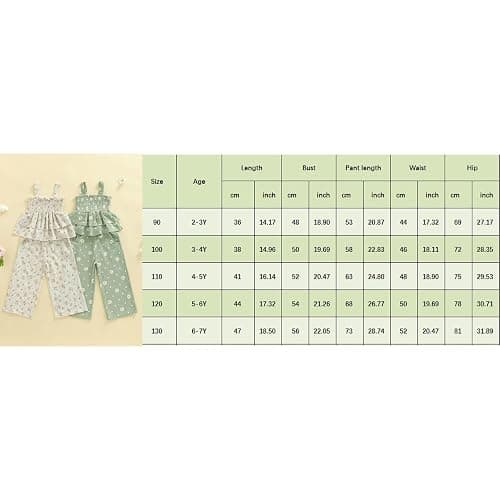 Hibabying Toddler Baby Girl Clothes Sleeveless Smocked Ruffle Tank Tops and Long Pants Summer Little Girls Outfits thumbnail 9