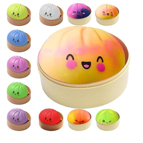 Dumplings Squishy Stress Balls Fidget Sensory Toy Mystery Dumplings Squishy Soft Squeeze Decompression Dough for Adults (Gradation Pink) - Image 1
