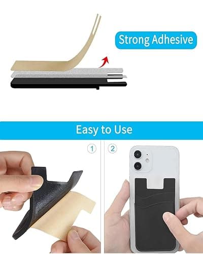 BIAJIYA 5 Pcs Card Holder for Back of Phone Case, ID/Credit Card Pocket Wallet Phone Card Holder, Phone Wallet Stick on Cellphone for iPhone Samsung Galaxy thumbnail 5