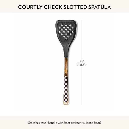 MACKENZIE-CHILDS Slotted Kitchen Spatula, Silicone Spatula for Cooking, Black-and-White Courtly Check thumbnail 2