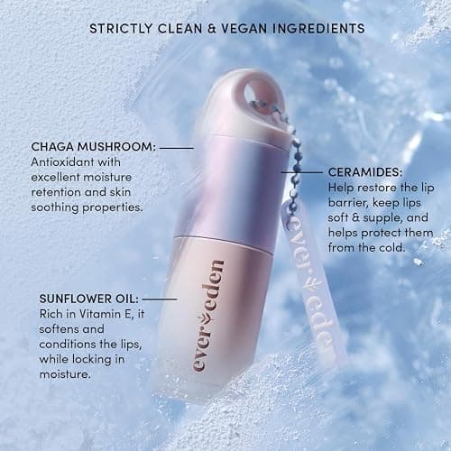 Evereden Super Rich Hydrating Lip Oil: Clean & Vegan, Nourishing, Soothing, & Glossy Lip Glow Oil for Cold & Dry Weather - With Chaga Mushroom & Ceramides | Glossy Lip Glow Oil thumbnail 4