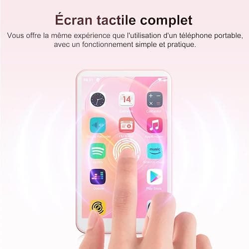 Lecteur MP3 avec Bluetooth et WiFi, Oilsky 80Go Lecteur de Musique Mp3 et Mp4, Lecteur à écran Tactile 4 Pouces 1080P, Lecteur Spotify Android (Rose) thumbnail 8