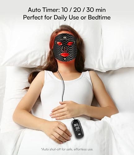 INIA Red Light Therapy Mask for Face, 850nm NIR, Red/Blue LED Light 4 Modes | Visible Results in Just 4 Weeks, 220 LEDs, 105mW/cm² Output, 2600mAh Rechargeable Battery, 10-30min Timer, Auto Shut-off thumbnail 8