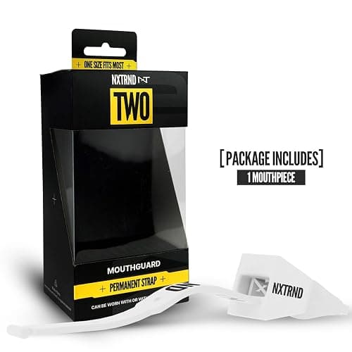 Nxtrnd Two Football Mouth Guard, Football Mouthpiece with Strap, Fits Adult & Youth (White) thumbnail 4
