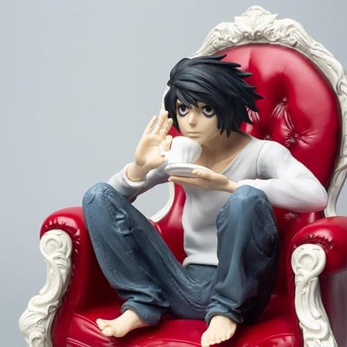Gooyeh Death Note Figure L Figure anime Statua L Divano seduto Figura Collezione di modelli Ornamento da scrivania Regalo di compleanno 24 cm thumbnail 4
