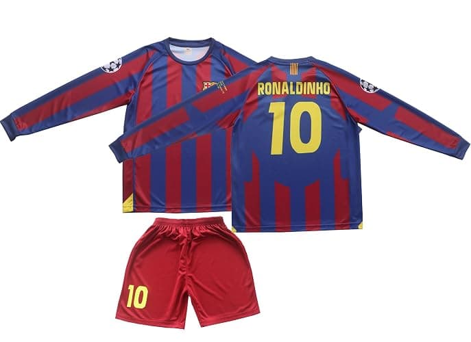 Pitch and Trek Vintage Barcelona Home Long Retro Football Soccer Youth Jersey Shorts Youth Sizes. thumbnail 3