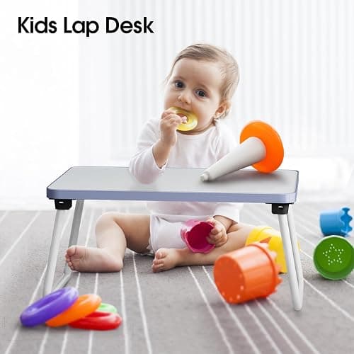 Lap Desks Laptop Tray for Bed or Couch, Breakfast Serving Tray with Folding Legs,Portable & Lightweight Mini Table, Laptop Stand for Working, Reading and Writing,White thumbnail 5