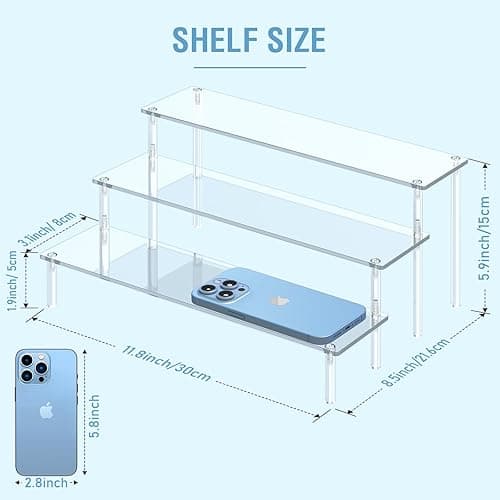 Aredpoook Acrylic Display Risers, 3 Tier Perfume Organizer Stand, Clear Cupcake Stand Holder, Large Shelf Risers for Figures, Dessert Shelves for Party, Riser Stand for Decoration and Organizer thumbnail 4