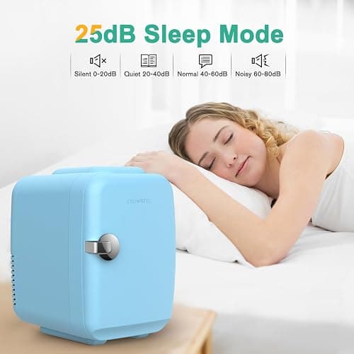 CROWNFUL Mini Fridge, 4 Liter/6 Can Portable Cooler and Warmer Personal Fridge for Skin Care, Cosmetics, Food,Great for Bedroom, Office, Car, Dorm, ETL Listed (Blue) thumbnail 6