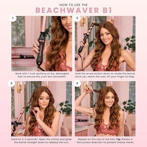 Beachwaver B1 Rotating Curling Iron - Automatic 1 Inch Ceramic - Easy-to-Use Spinning Wand for Long-Lasting Waves - Auto-Shut Off and Dual Voltage (BW160) thumbnail 10