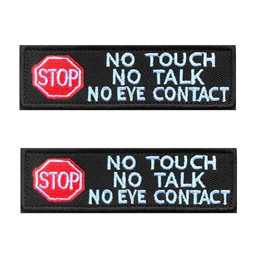 Antrix 2 Packs No Touch No Talk No Eye Contact Dog Patch Hook and Loop Embroidered Fastener Emblem Service Dog Patch for Working Dogs Warning Vests Harness Collar Clothes - Image 1