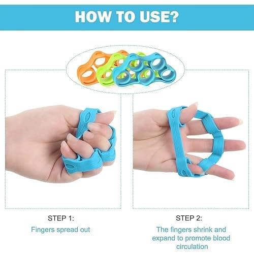 Tigayhc 9Pcs Set Hand Grip Strengthener,Finger Exerciser Stress Relief,Hand Squeeze Ball Kit for Grip Strength,Silicone Finger Gripper, Trainer for Relieve Wrist,Muscle Training,Sports,Fitness thumbnail 2