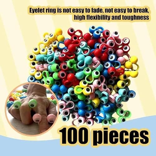 100 PCS Eye Finger Puppets Toys Set, Wiggly Eyeball Finger Puppet Eye On Rings for Kids, Party Favors for Boys Girls thumbnail 7