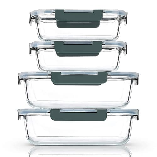 M MCIRCO [80 oz & 36 oz Extra Large Glass Food Storage/Baking Containers Set with Lids, 2 Pack 80 oz(10 cup)&2 Pack 36 oz (4.5 cup) Airtight Glass Container,Microwave,Oven,Freezer and Dishwasher - Image 1
