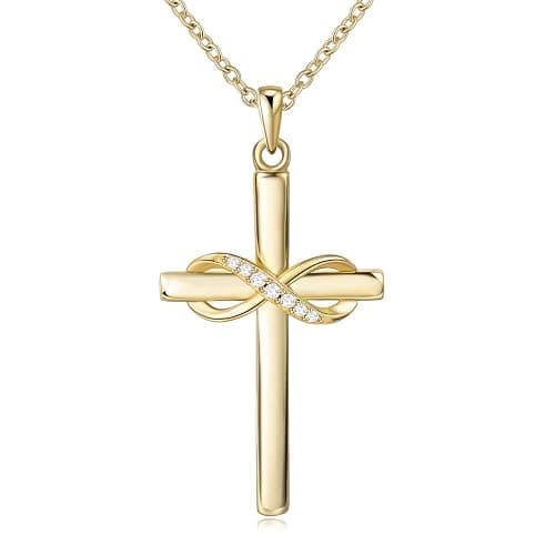 AmorAime 925 Sterling Silver Cross Necklace for Women Infinity Necklace 14K Rose Gold Plated Necklaces - Image 1