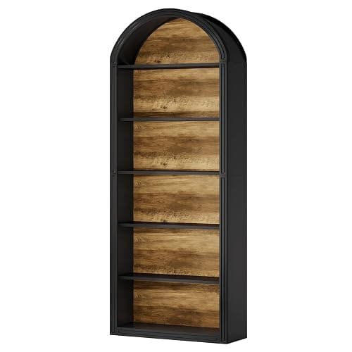 Tribesigns 6-Tier Black Arched Bookshelf, 77.16" Tall Arched Bookcase with Storage Shelves, Floor Standing Open Display Shelving Unit for Living Room, Bedroom, Home Office thumbnail 8