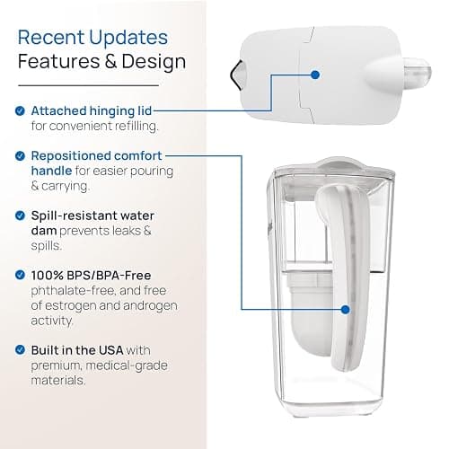 Clearly Filtered No.1 Filtered Water Pitcher/Updated Model/Targets 365+ Contaminants e.g. Fluoride Chlorine PFAS Microplastics Lead Arsenic BPA/BPS Free (Pitcher Includes 1 Filter) - Pitcher with 1 filter thumbnail 3