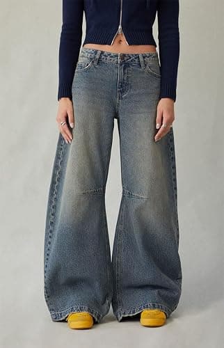 PacSun Women's Remi Baggy Barrel Jeans Knee Dart Dark Indigo thumbnail 3
