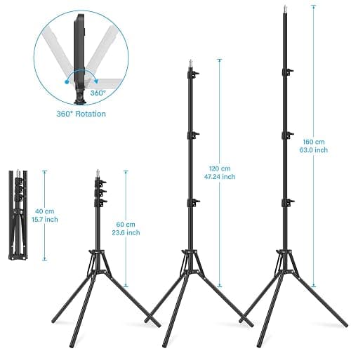 2 Pack LED Video Light with 63'' Tripod Stand, Obeamiu 2500-8500K Dimmable Photography Studio Lighting for Video Film Recording/Collection Portrait/Live Game Streaming/YouTube Podcast, USB Charger thumbnail 5