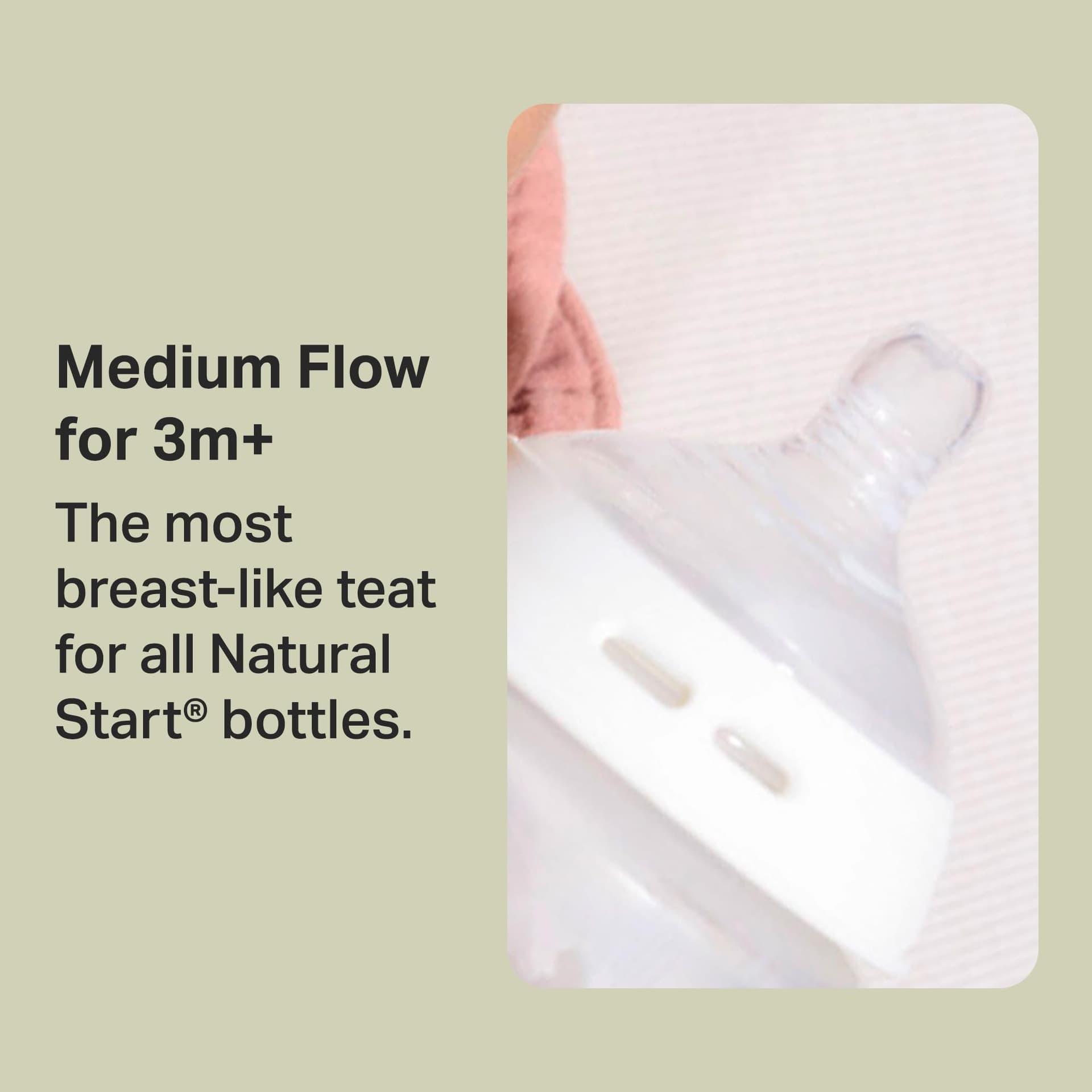 Tommee Tippee Natural Start Baby Bottle Teats, Medium Flow, 3 and up Months, Breast-Like for a Natural Latch, Anti-Colic Valve, Soft Silicone, Pack of 2 thumbnail 3