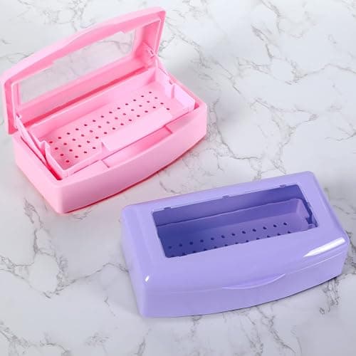 Plastic Sterilizing Tray-Sterilization Tray,Clean Sterilizer Box Storage Organizer for Nail,Tweezers,Hair Salon,Spa & Cutter Manicure Equipment-Clear Lid Pink thumbnail 6