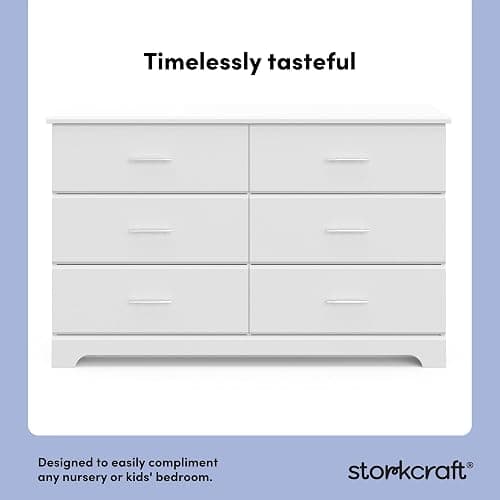 Storkcraft Brookside 6-Drawer Dresser (White) – GREENGUARD Gold Certified, White Dresser for Bedroom, Kids & Nursery Storage Chest, Safety Interlocking Drawers, Pre-Installed Tracks, Kids Chest thumbnail 5