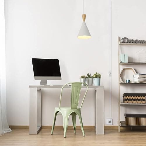 Modern plug in Pendant Light Kitchen, Adjustable chandelier hanging lamps that plug into wall outlet for Dining Room, Bedroom, Living room, ontemporary wall Décor white (No bulb) thumbnail 4